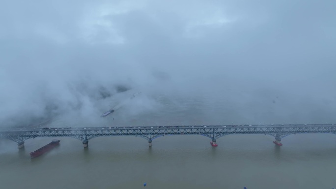 【4K无水印】航拍南京长江大桥云海