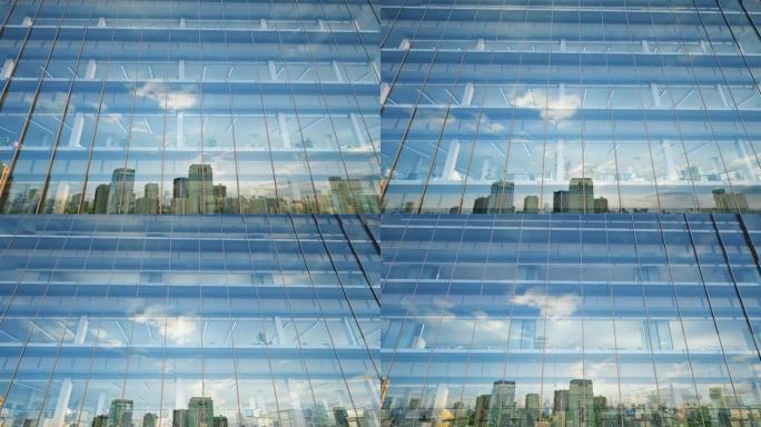 城市商务楼群玻璃幕墙动画素材