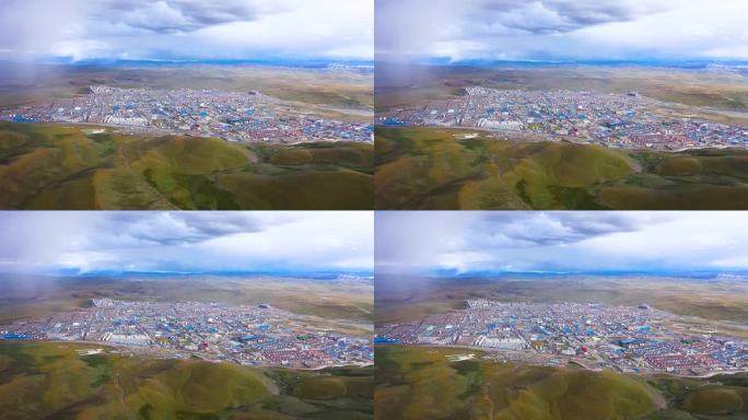 西藏航拍 西藏那曲 那曲市区全景