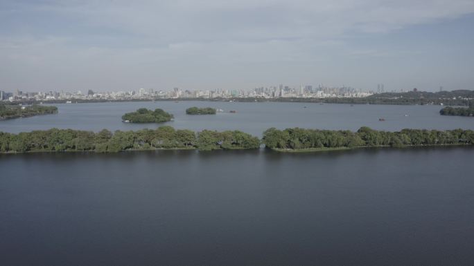 4K航拍西湖拱宸桥雷峰塔夜景