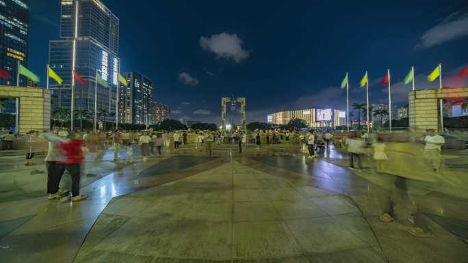 龙华文化广场夜景延时