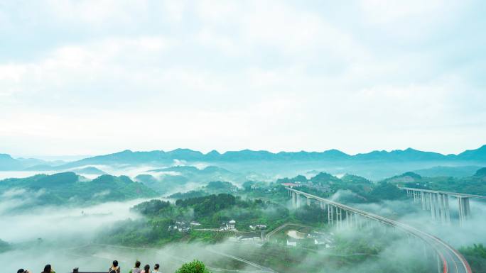 重庆周家山大桥日出云海延时