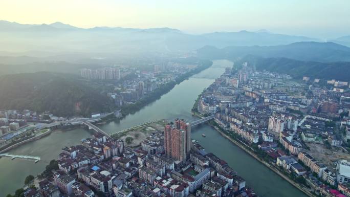 航拍福建省 南平城市大景