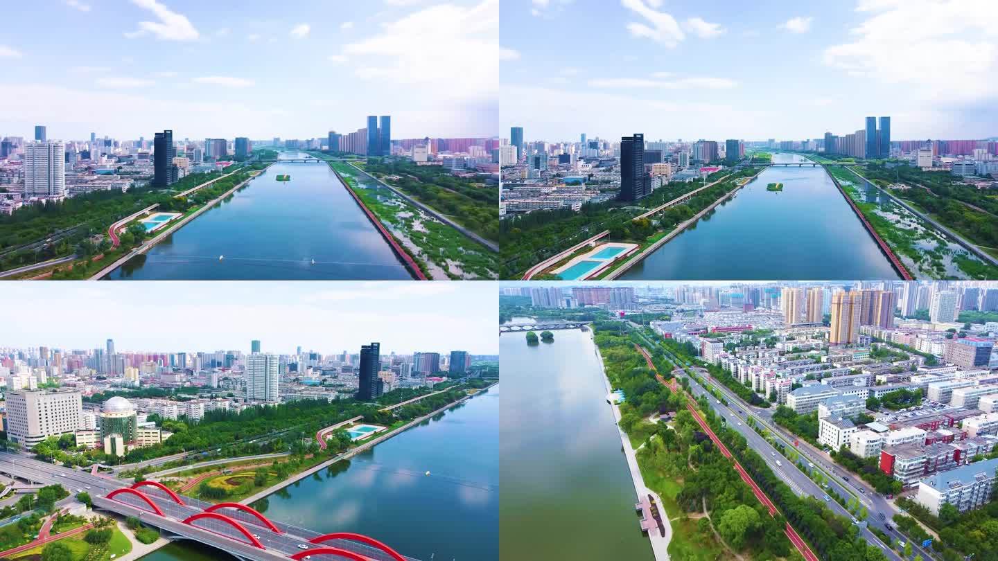 太原汾河城市景观4K航拍视频
