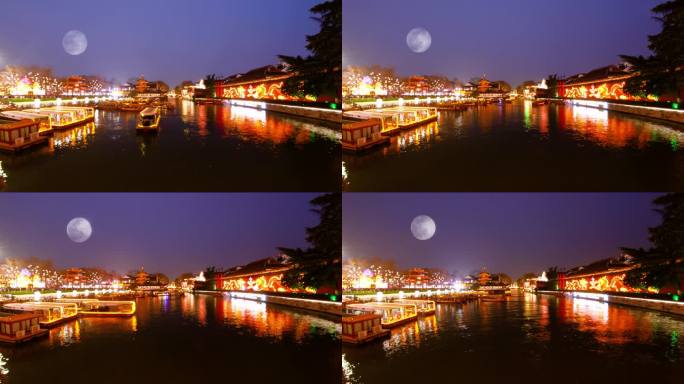 南京秦淮河夜景延时