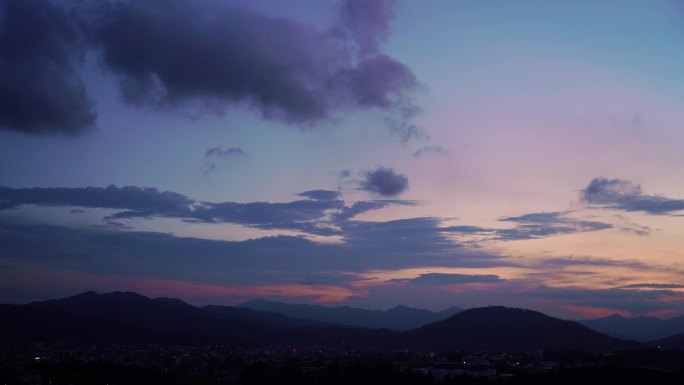 山峰延时天空夜幕降临蓝色晚霞自然风光风景