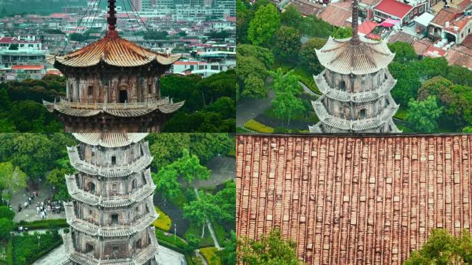 福建最大的佛教寺庙泉州开元寺航拍4K视频