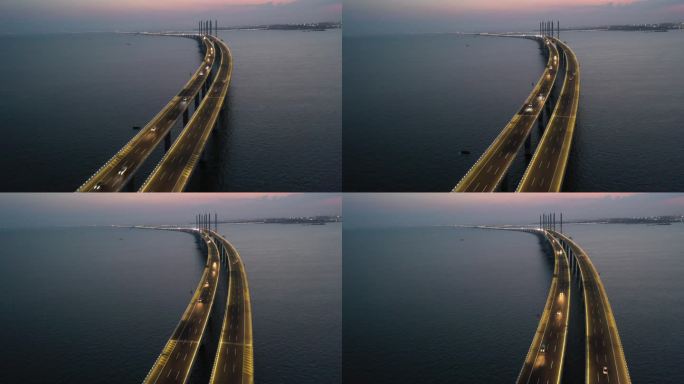 航拍视角青岛跨海大桥