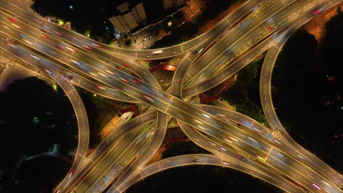 上海市黄浦区延安东路立交桥高架桥夜晚夜景