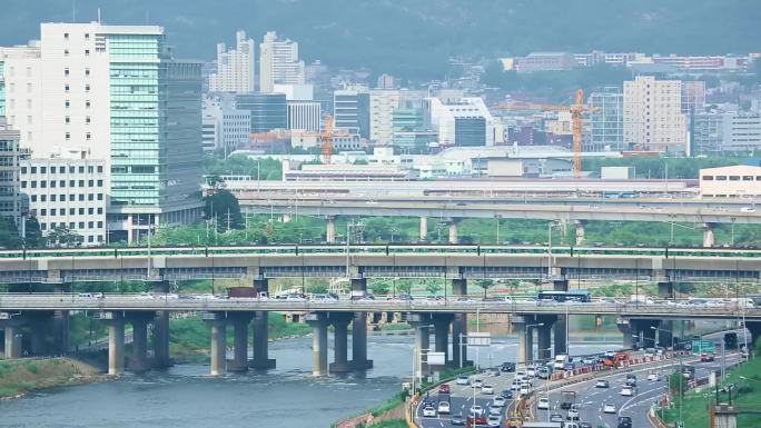 城市交通 跨江大桥 水面风景