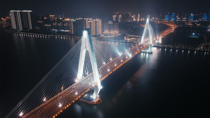 海南海口市夜景航拍4K