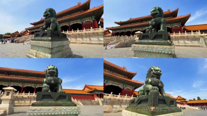 北京故宫太和门前铜狮子紫禁城故宫博物院