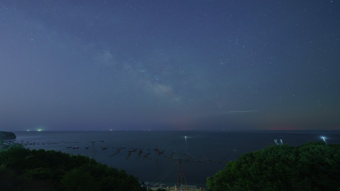 夜晚海边大海银河星空延时