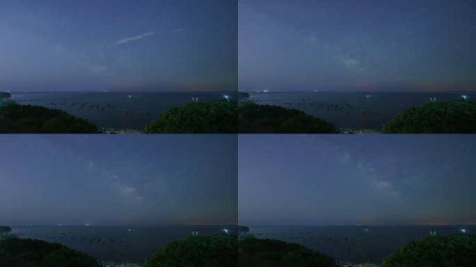 夜晚海边大海银河星空延时