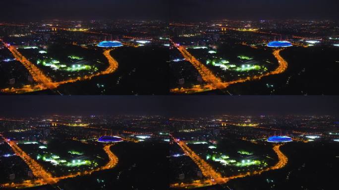 北京夜晚城市夜景马路灯光