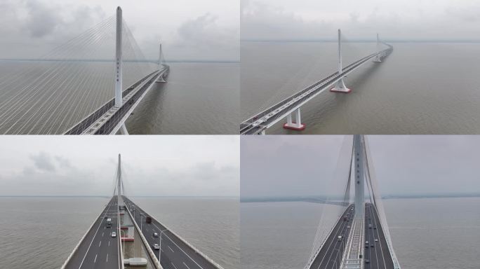 上海东海大桥航拍眺望崇明4K 50帧
