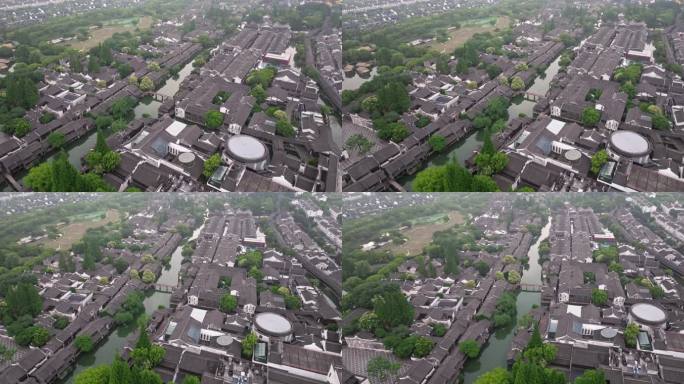 航拍江南水乡古镇乌镇风光