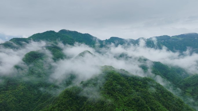 高画质航拍山间云海