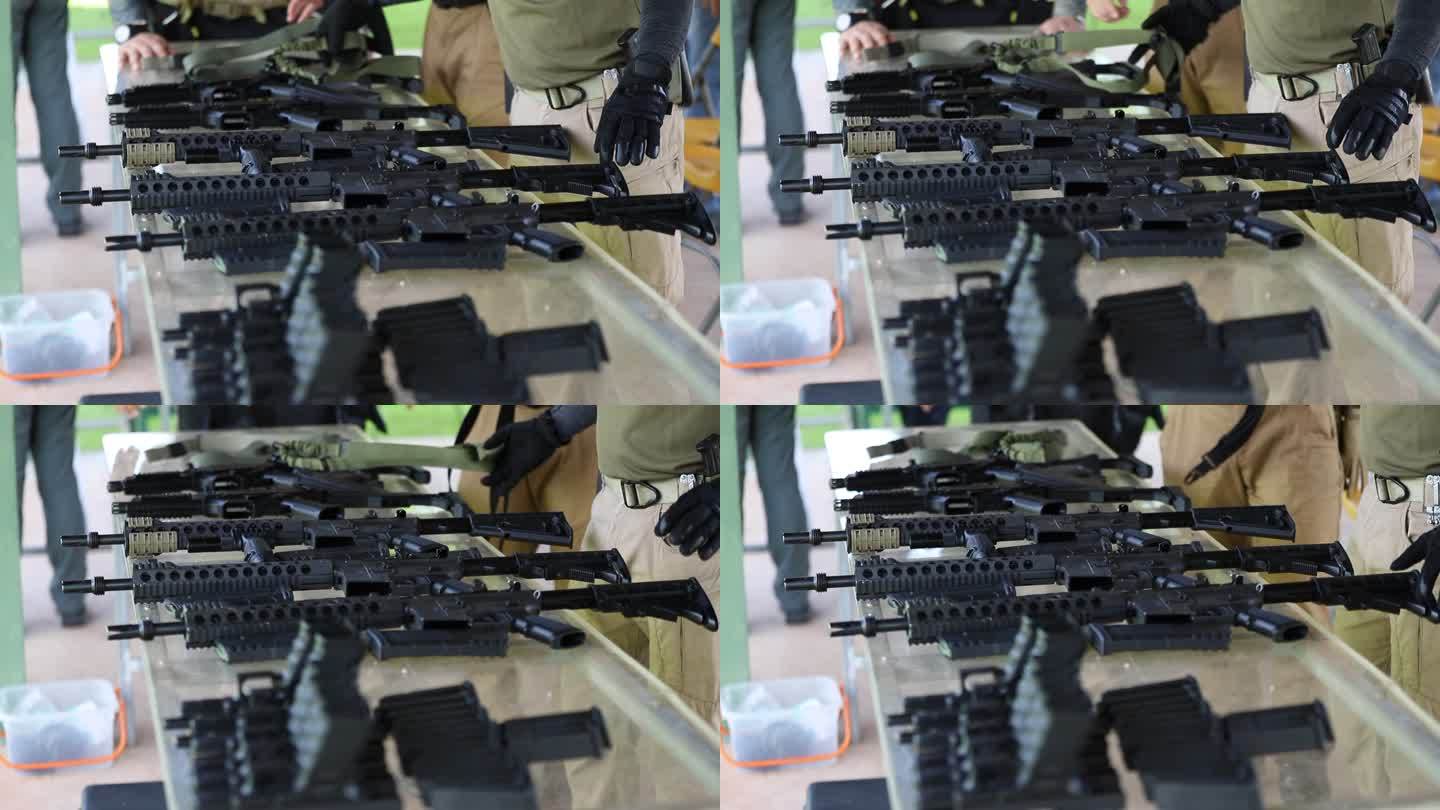 桌子一排武器步枪枪械装备