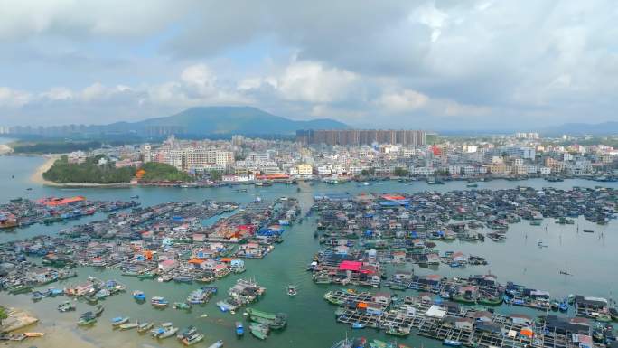 海南陵水新村海上渔村