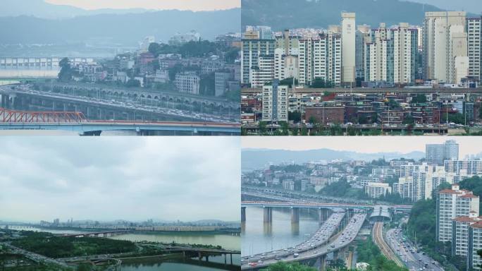 城市交通 跨江大桥 水面风景