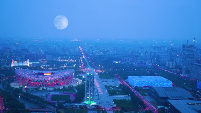 北京奥体中心日转夜延时