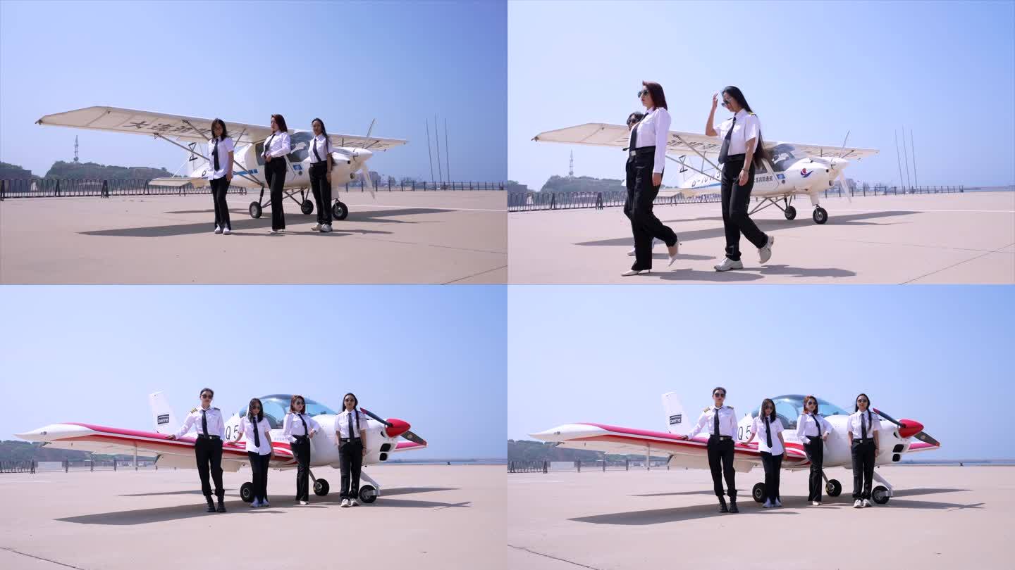女飞行员 操作飞机 飞机体验