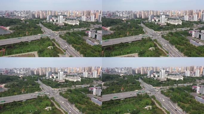 航拍城市十字路口
