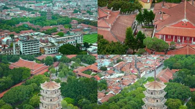 福建最大的佛教寺庙泉州开元寺航拍4K视频