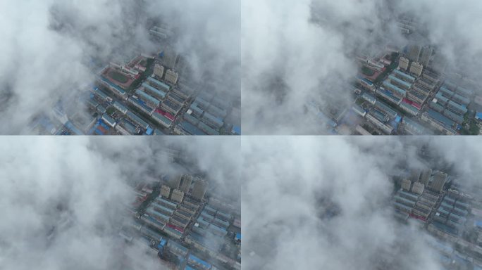 航拍嫩江市城区街景