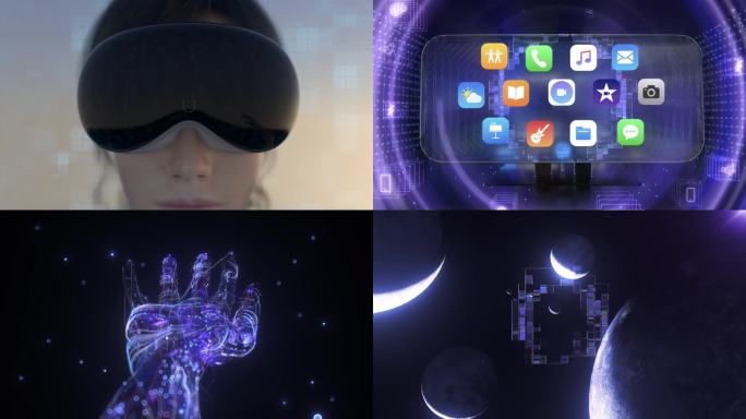 进入虚拟空间VR眼镜界面演示  视频素材