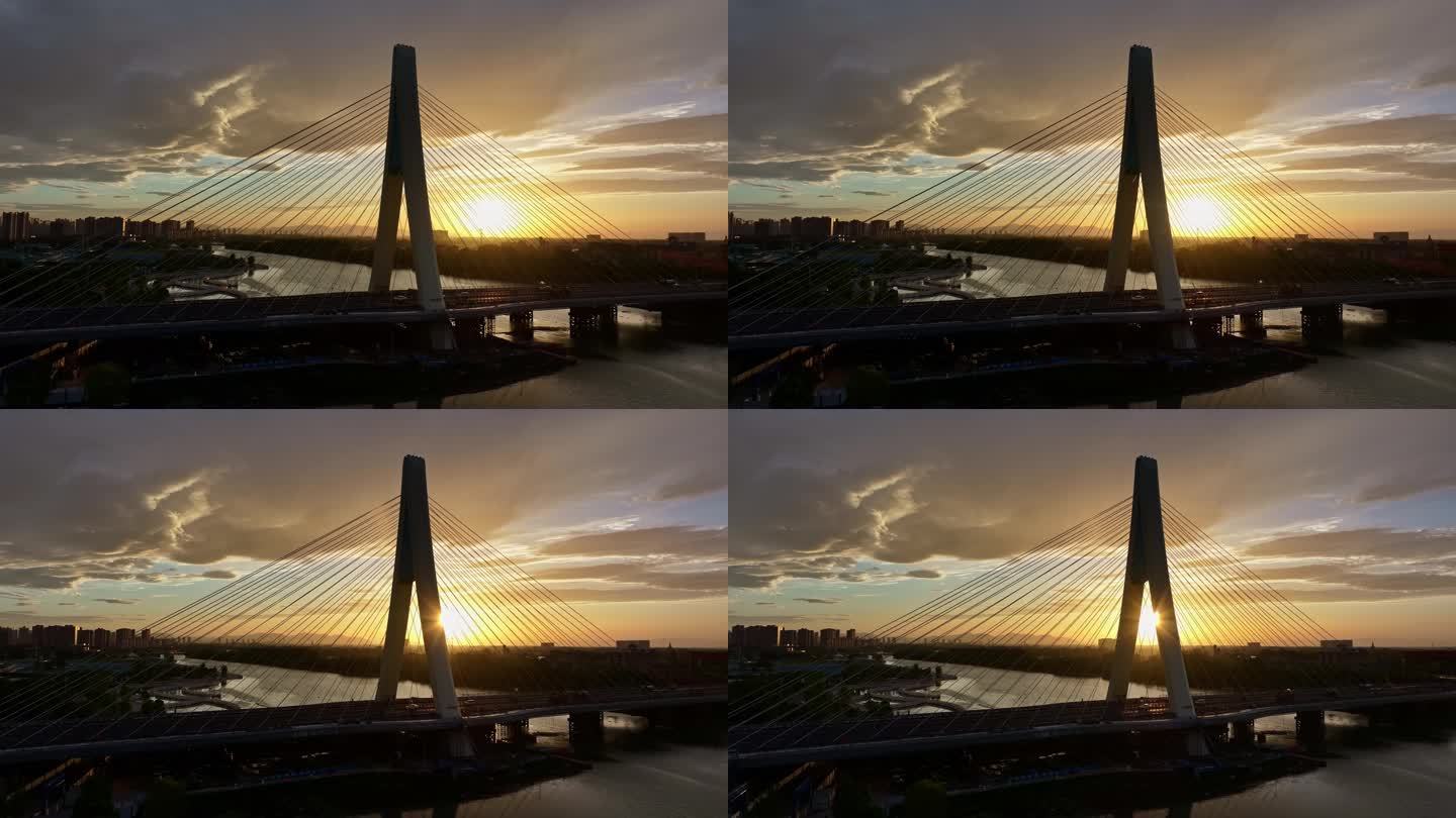 太平河大桥逆光航拍