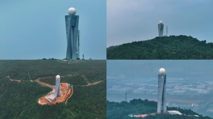 武汉江夏天气雷达城市地标建筑航拍素材