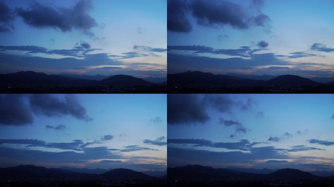 山峰延时天空夜幕降临蓝色晚霞自然风光风景