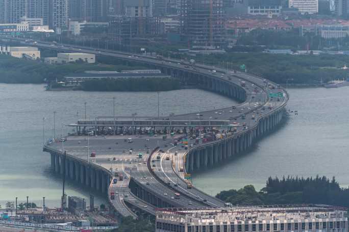 广深沿海高速前海收费站车流光影延时