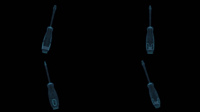 螺丝刀常用工具螺丝金属科幻透明网格线框