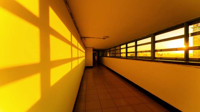 空挡的走廊 墙上的光影 延时