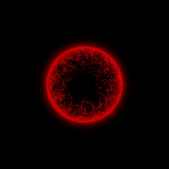 4K红色黑洞粒子圆圈出现后消失