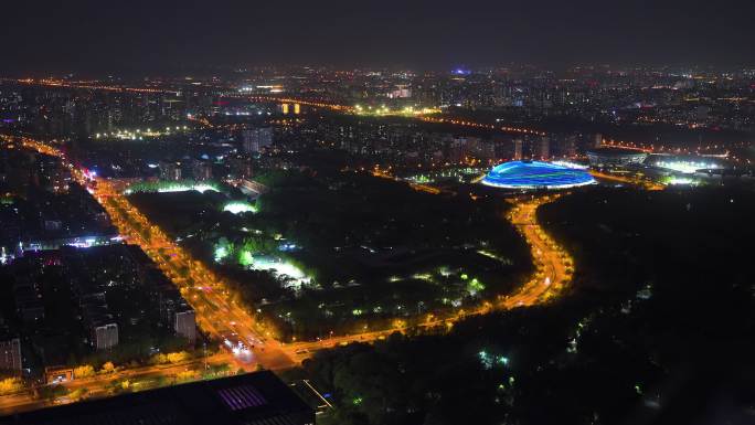 北京夜晚城市夜景马路灯光