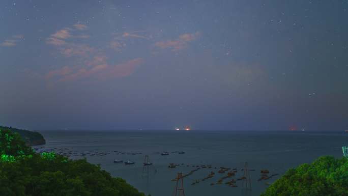 8K 夜晚 大海 星空 海湾