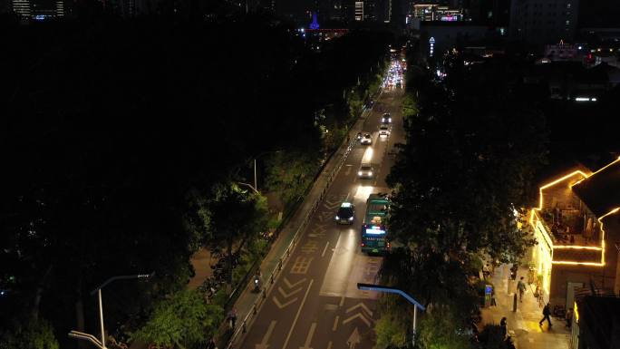 4K原素材-航拍济南黑虎泉西路夜景