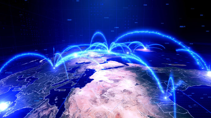 互联网科技光线传输世界地图