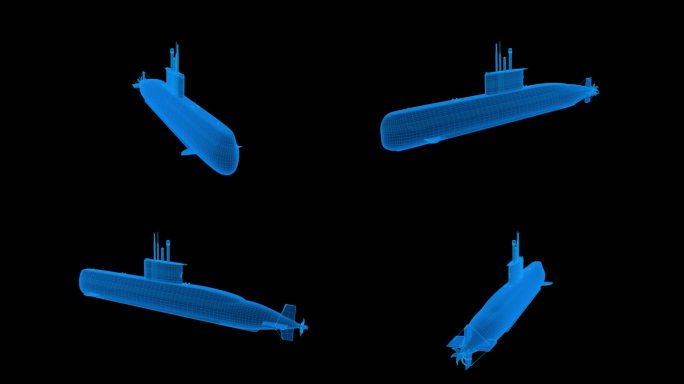全息素材 潜水艇线框2