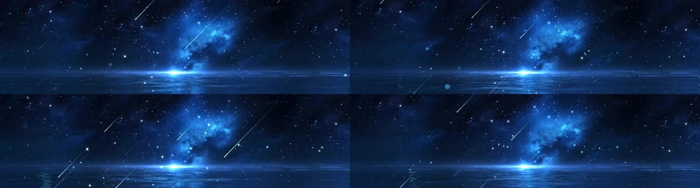 8K宽屏蓝色唯美彗星星辰大海-AE模版