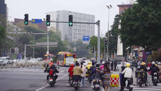 广州城市景色车流交通上下班高峰期车水马龙