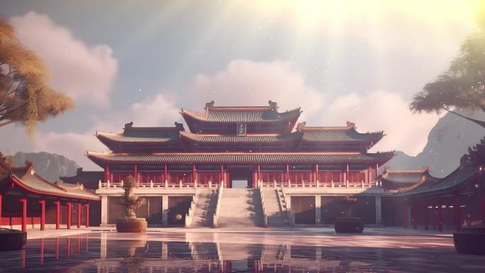 4K中国风皇宫建筑背景