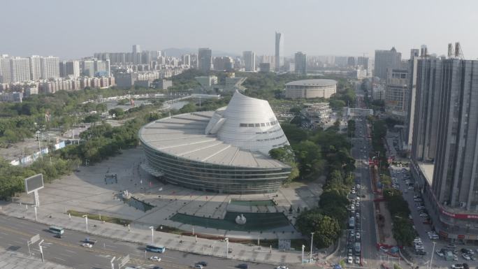 广东省东莞市玉兰大剧院六大馆东莞地标航拍