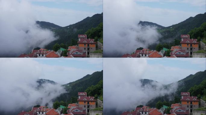 庐山云雾爬上山顶