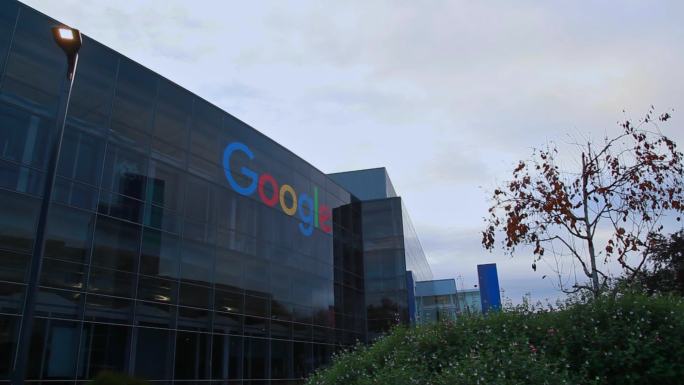 全景美国Google谷歌总部大厦空镜头
