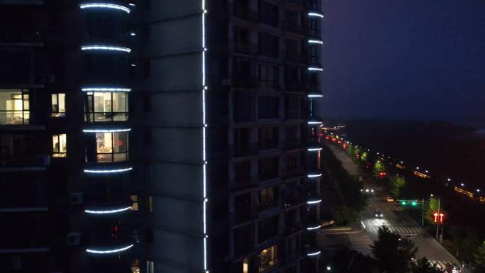 丹东城市夜间航拍